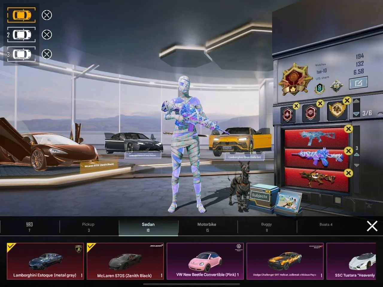 PGM236 18 GOLDEN SUITS, 40 KILLCHATS, PHARAOH LVL 5, 5-X SUITS, 8 SPORTS CARS, Top Mythic Skins & Upgraded Weapons (G)